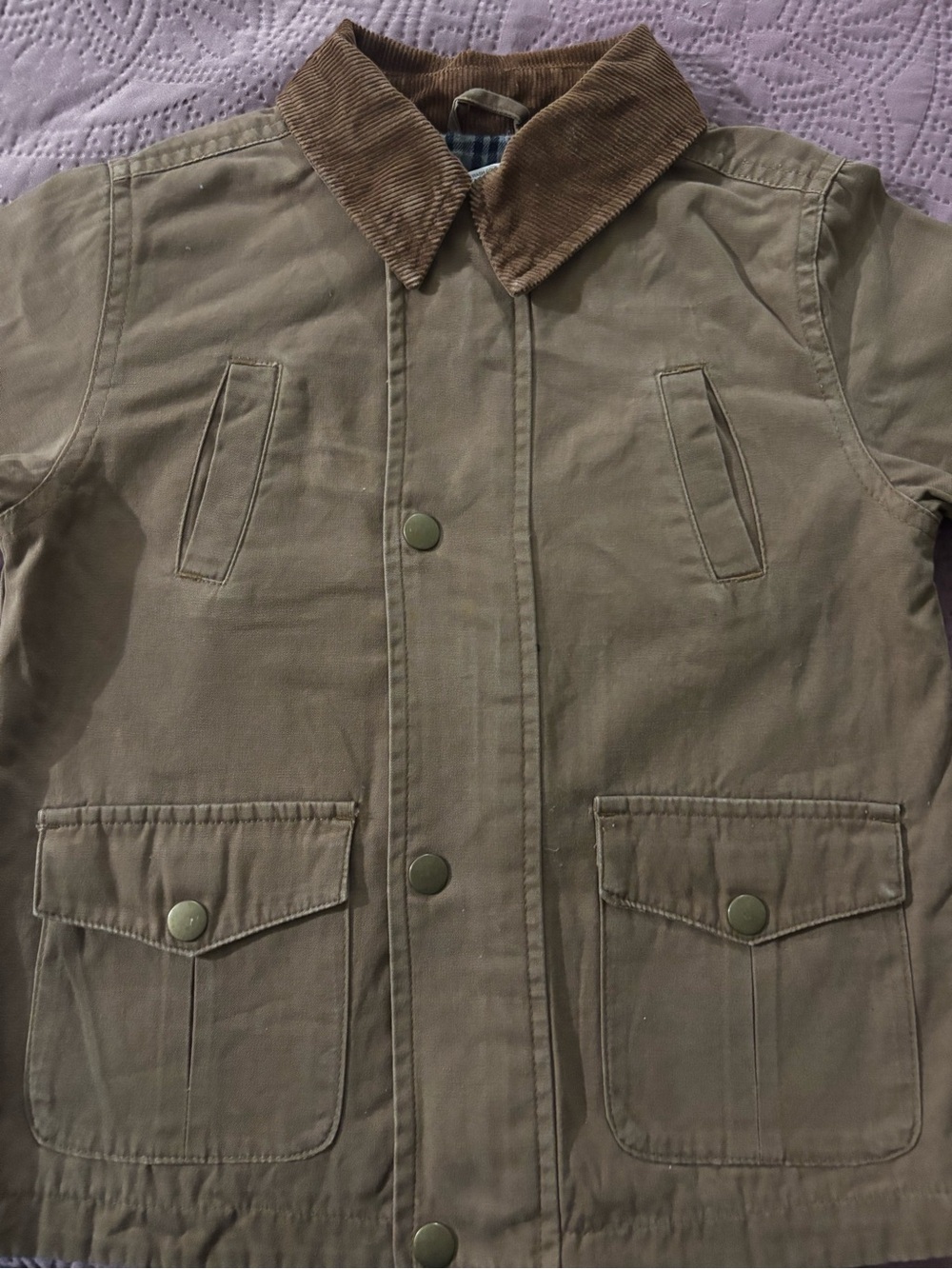 Men's Olive Brown Field Jacket with Corduroy Collar